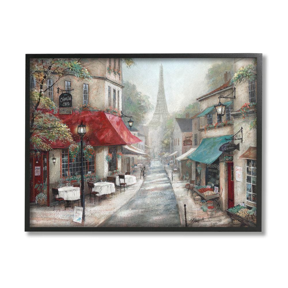 Parisian City Streets Black Framed Giclee Print, 14 x 11