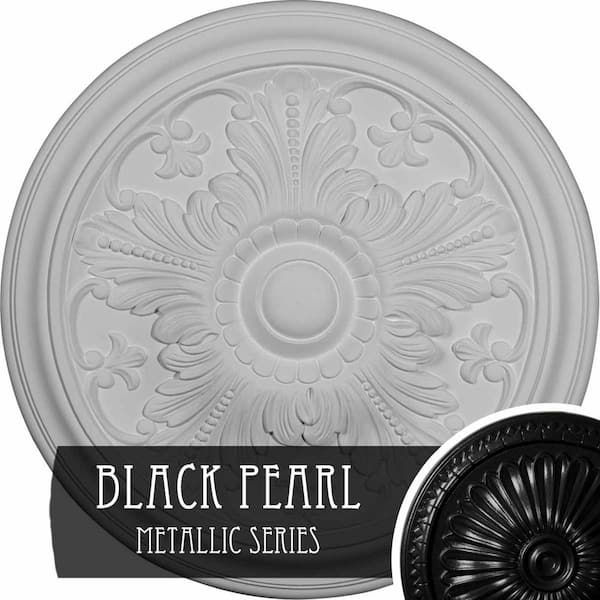 Ekena Millwork 5/8 in. x 16-7/8 in. x 16-7/8 in. Polyurethane Vienna Ceiling Medallion, Hand-Painted Black Pearl
