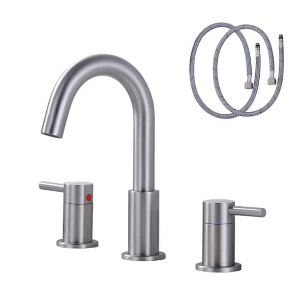 AVITAS 8 in. Widespread Double Handle Bathroom Faucet 360 ° Swivel Stainless Steel in Brushed Nickel