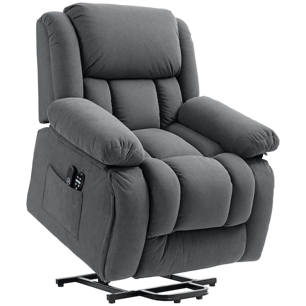 Vibration Massage Lift Recliner Chair for Elderly, Power Lift Chair with Remote Control, Side Pockets, Gray