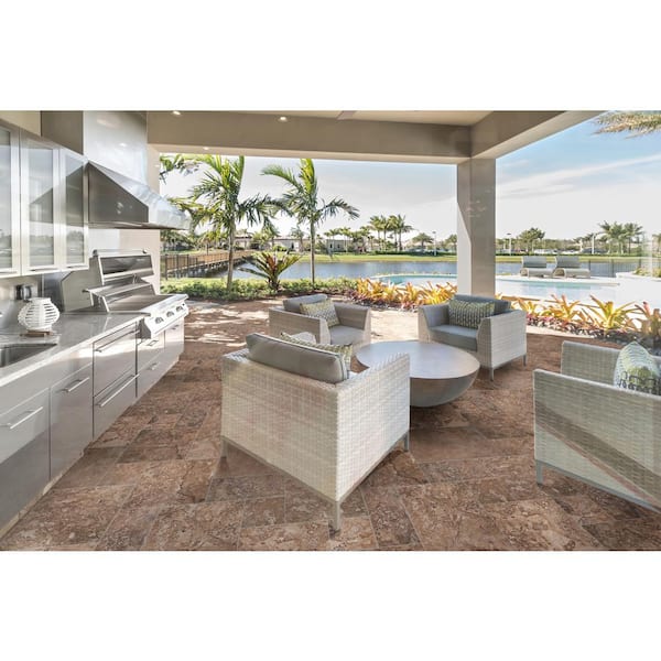 Mediterranean Walnut Pattern 24 in. x 24 in. x 0.39 in. Honed Travertine Floor and Wall Tile (416 sq. ft. /pallet)