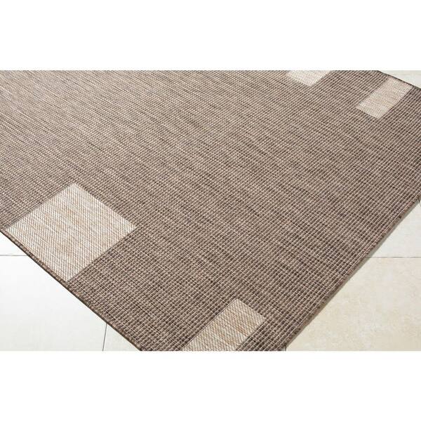 Boxwood 2 ft. W x 7 ft. L Indoor/Outdoor Runner Machine Woven Rug, Dark Brown/Tan Area Rug
