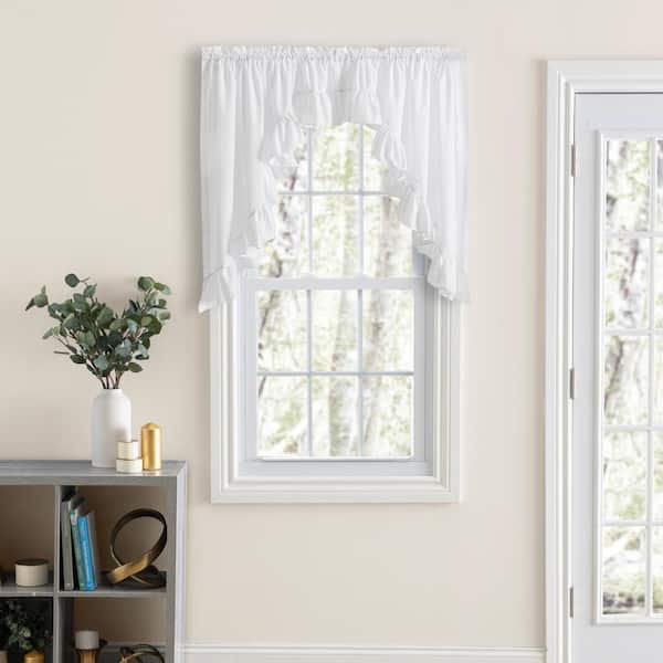 Ellis Curtain Classic Wide Ruffled 63 in. L Polyester/Cotton Swag Valance  in White 730462148407 - The Home Depot