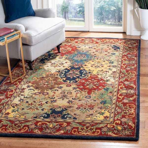 Heritage Multi/Burgundy 4 ft. x 4 ft. Square Border Area Rug