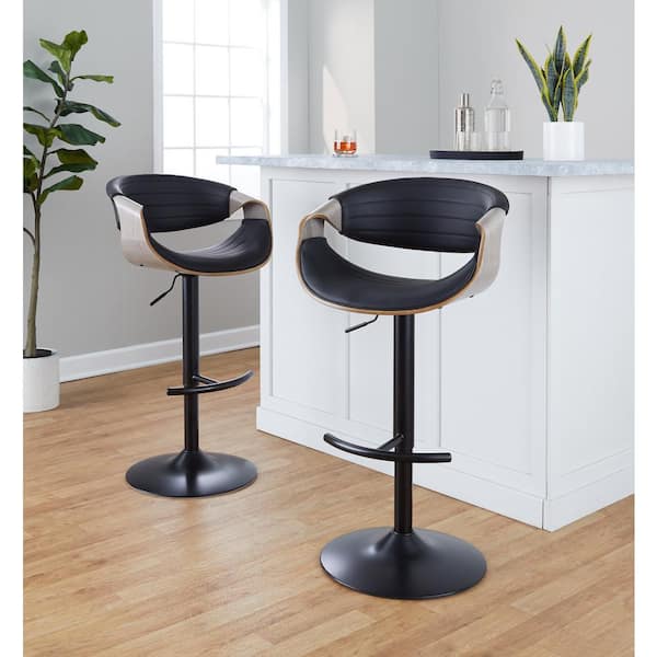 Lumisource Symphony Black Faux Leather, Light Grey Wood