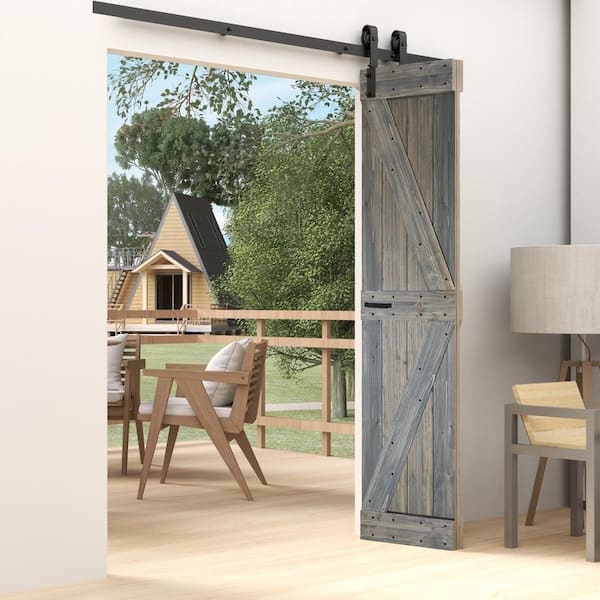 ISLIFE K Style 36in. x 84in.(18 in. x 84 in. x 2-Panels)Aged Barrel Solid Wood Bi-Fold Door With Hardware-Assembly Needed
