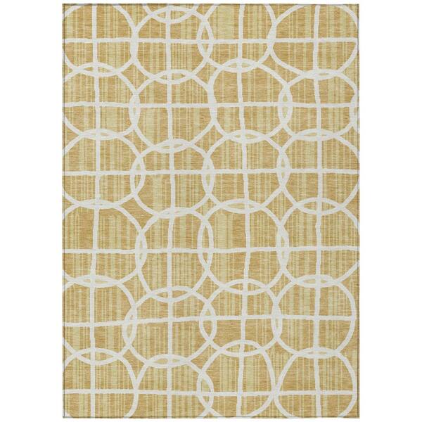 Chantille Machine Washable Indoor/Outdoor Abstract ACN2769 Gold 10 ft. x 14 ft. Area Rug