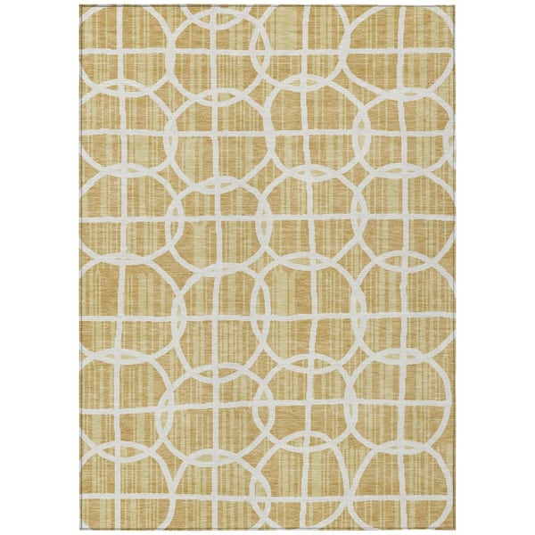 Chantille Machine Washable Indoor/Outdoor Abstract ACN2769 Gold 5 ft. x 7 ft. 6 in. Area Rug