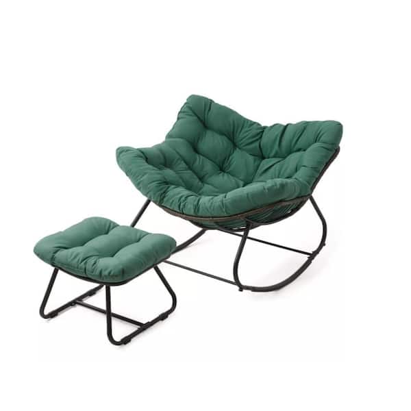 Light Green Wicker Outdoor Rocking Chair with Cushions 2-Pack CC-30 ...