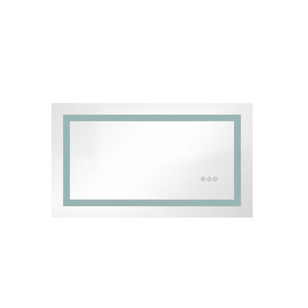 Tatahance 38 in. W x 26 in. H Rectangular Frameless Wall Bathroom Vanity Mirror in White with High Lumen and Dimmer Function