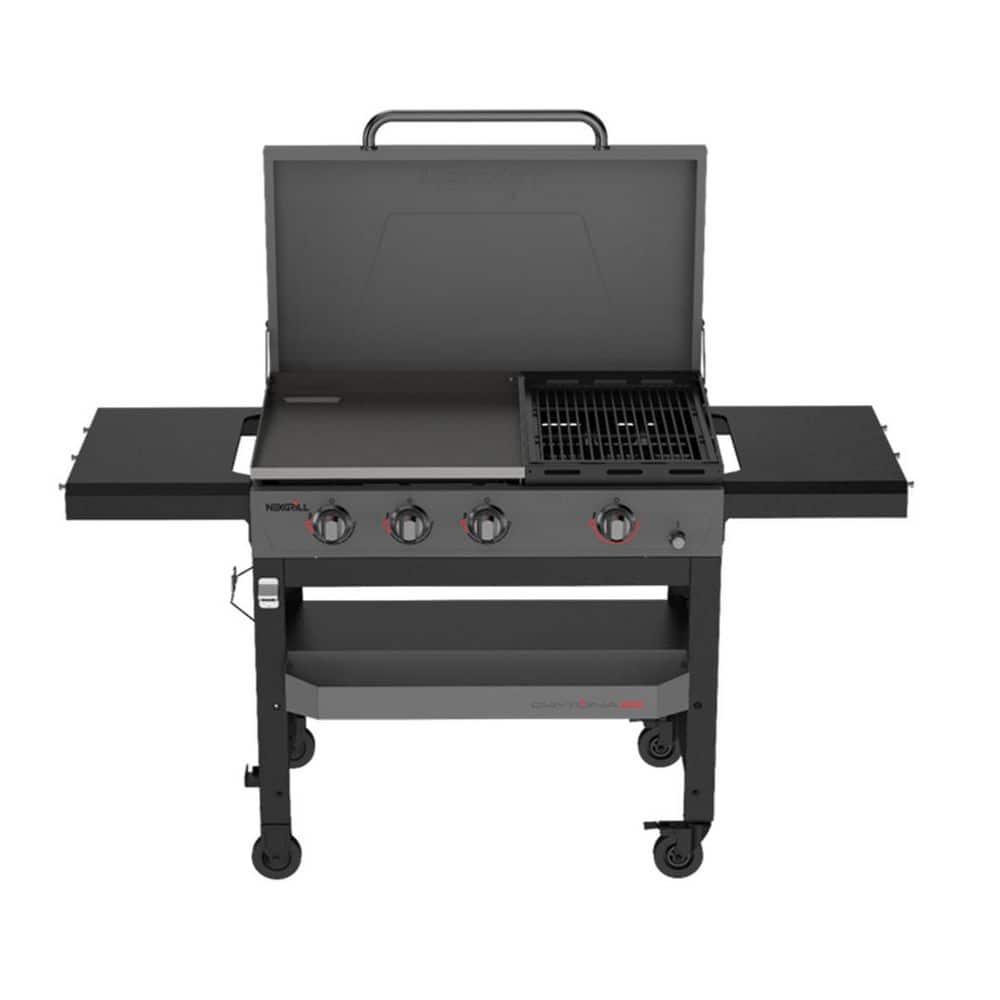 Daytona 4-Burner Dual Function Propane Gas Griddle and Grill in Black with Lid