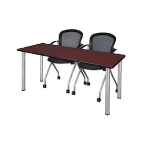 60 in. x 24 in. Mahogany/Chrome Rumel Training Table and 2-Cadence Nesting Chairs