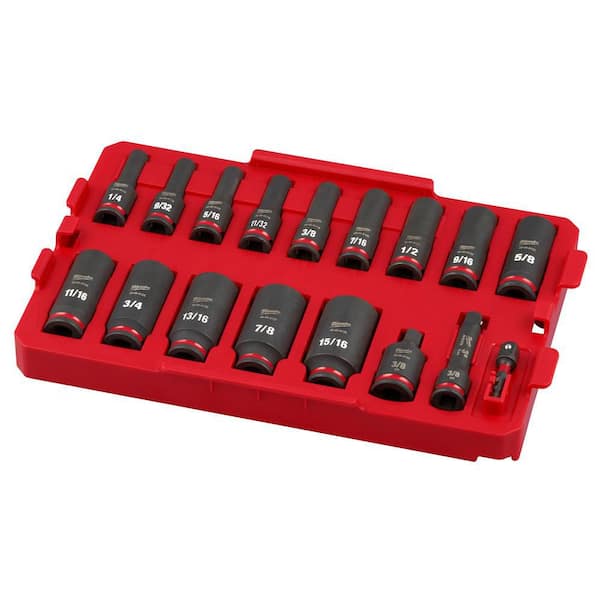 WIQO セット Milwaukee SHOCKWAVE Impact-Duty 3/8 in. Drive SAE Deep Well Impact