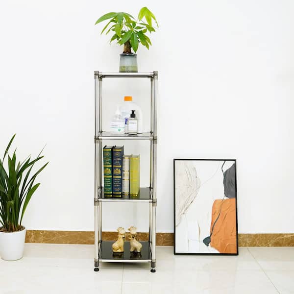 4-Tier Heavy Duty Stainless steel Storage Shelving Unit, 100 lbs./Shelf for Indoor/Outdoor Organization in Black