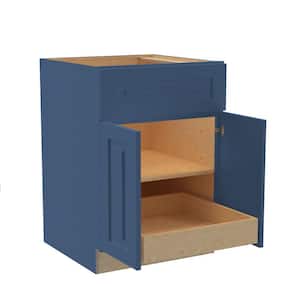 Grayson Mythic Blue Painted Plywood Shaker Assembled Base Kitchen Cabinet Soft Close 24 in W x 24 in D x 34.5 in H