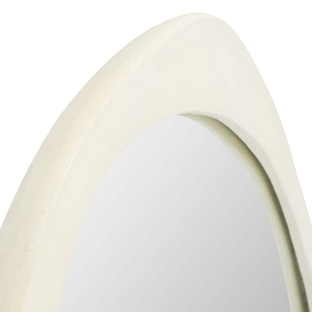 Playful Ivory Organic Border 29" Round Wood Frame Mirror