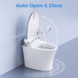 Elongated Smart Toilet Bidet in White with Auto Open, Auto Close, Auto Flush, Heated Seat and Remote