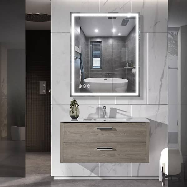 Boyel Living 72 in. W x 36 in. H Rectangle Frameless Wall Mount Bathroom Vanity  Mirror with Defogging Function in Glass Polished KF-MD04-7236SF2 - The Home  Depot