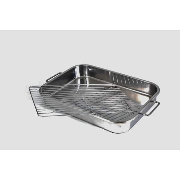 Ovente Oval Roasting Pan 16 Inch Stainless Steel Baking Tray with