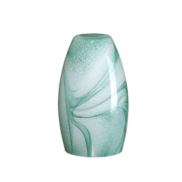 7.64 in. Green Art Glass Drum Pendant Light Shade with 1.65 in. Lip Fitter (Not Included)