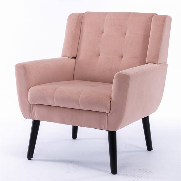 pink velvet chair black legs