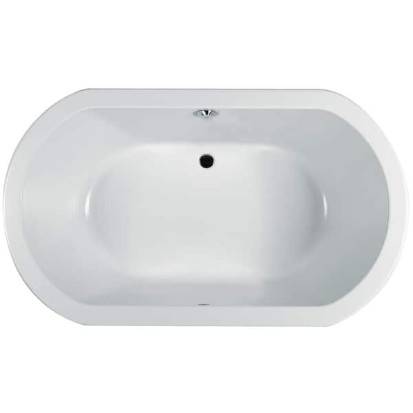 JACUZZI ANZA 60 in. x 42 in. Acrylic Oval Drop-in Center Drain Soaking Bathtub Chroma in White