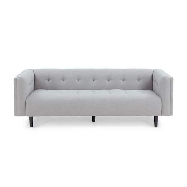 Noble House Ludwig 3-Seat Light Grey Fabric Sofa