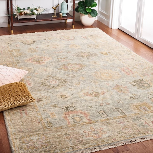 Samarkand 6 ft. x 9 ft. Light Blue/Sage Oriental Area Rug