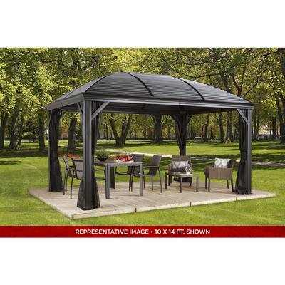 10 ft. D x 16 ft. W Moreno Aluminum Gazebo with Galvanized Steel Roof Panels, 2-Track System and Mosquito Netting