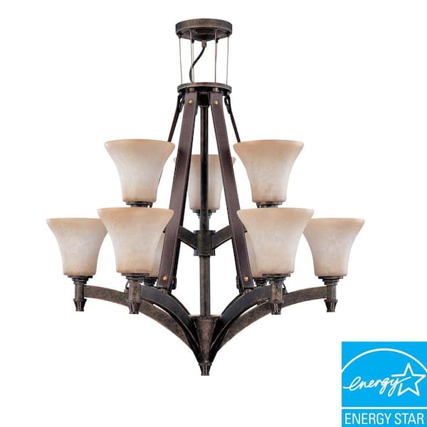 Glomar Viceroy 9-Light Hanging Golden Umber Chandelier-DISCONTINUED