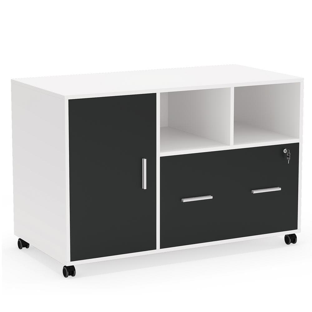 BYBLIGHT Atencio White Lateral Filing Cabinet with Storage Shelves ...