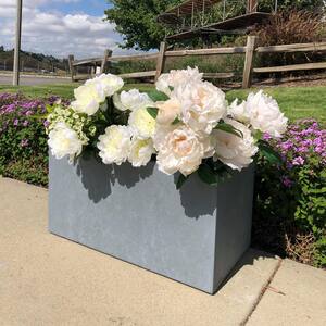 Small 23.2 in. x 11.8 in. x 12 in. Cement Lightweight Concrete Modern Long Low Planter