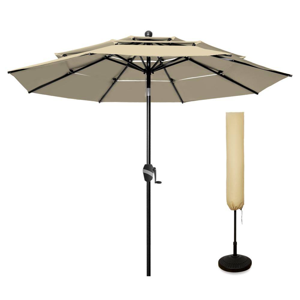 PASAMIC 9 ft. 3 Tiers Aluminum Market Umbrella Outdoor Patio Umbrella ...