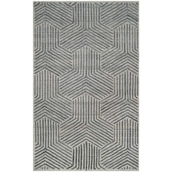 Mirage 5 ft. x 8 ft. Light Gray/Charcoal High-Low Geometric Area Rug