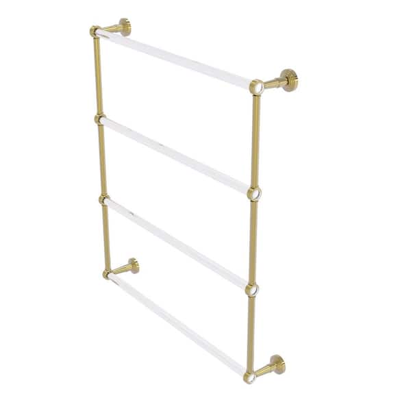 Allied Brass Pacific Beach 4-Tier 30 in. Ladder Towel Bar with Groovy Accents in Unlacquered Brass