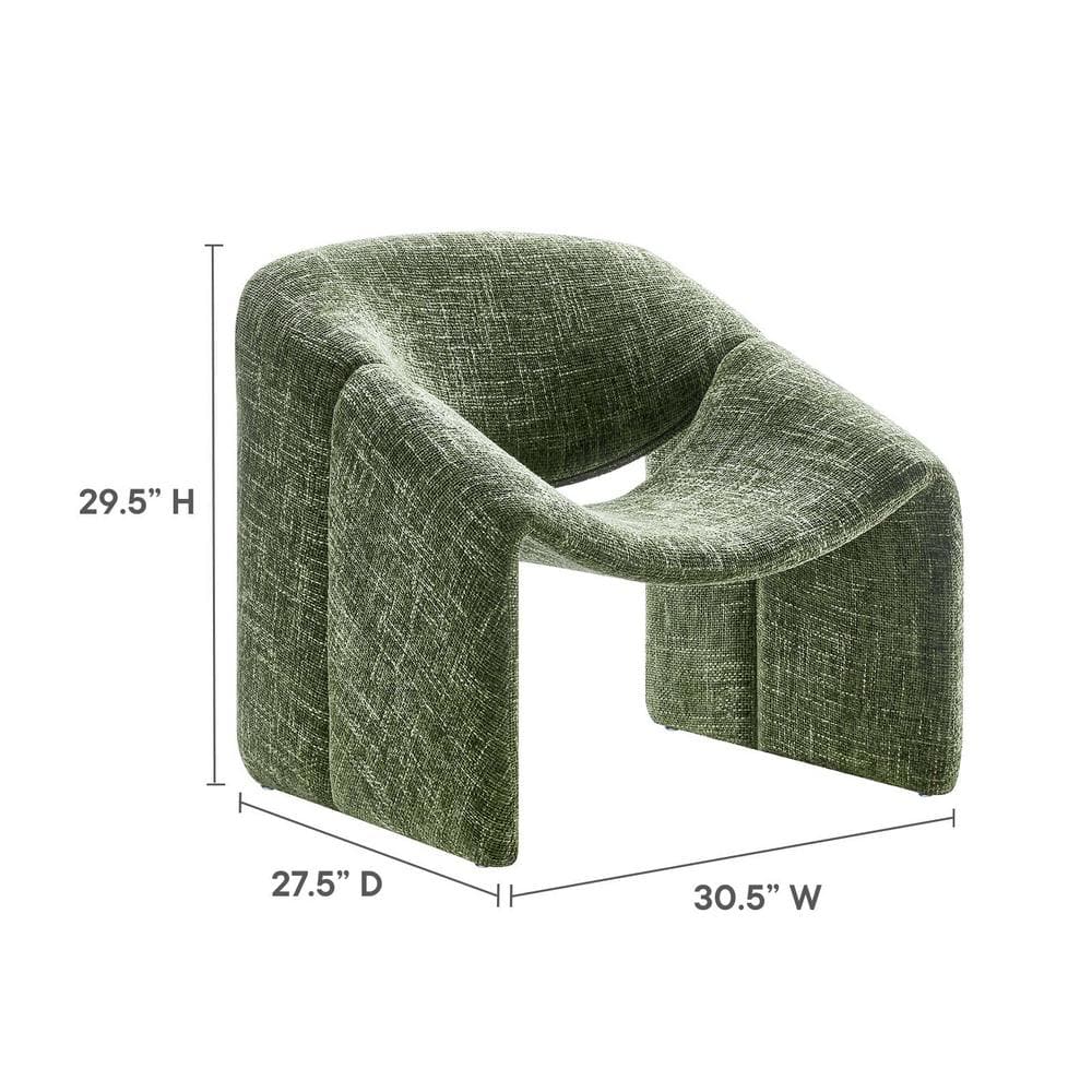 Basil Green Faux Leather Barrel Accent Chair with Metal Frame