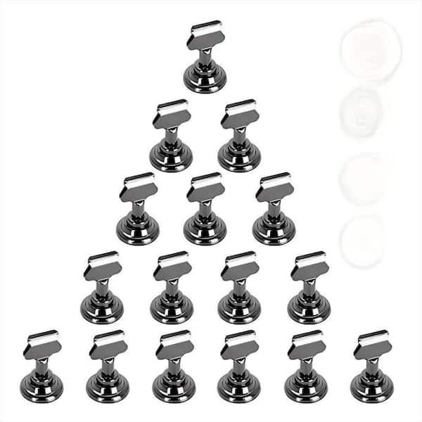 1 in. W x 1.7 in. H Stainless Steel Napkins, Table Card Holder for Weddings and Restaurants, Nickel Black (16-Pack)