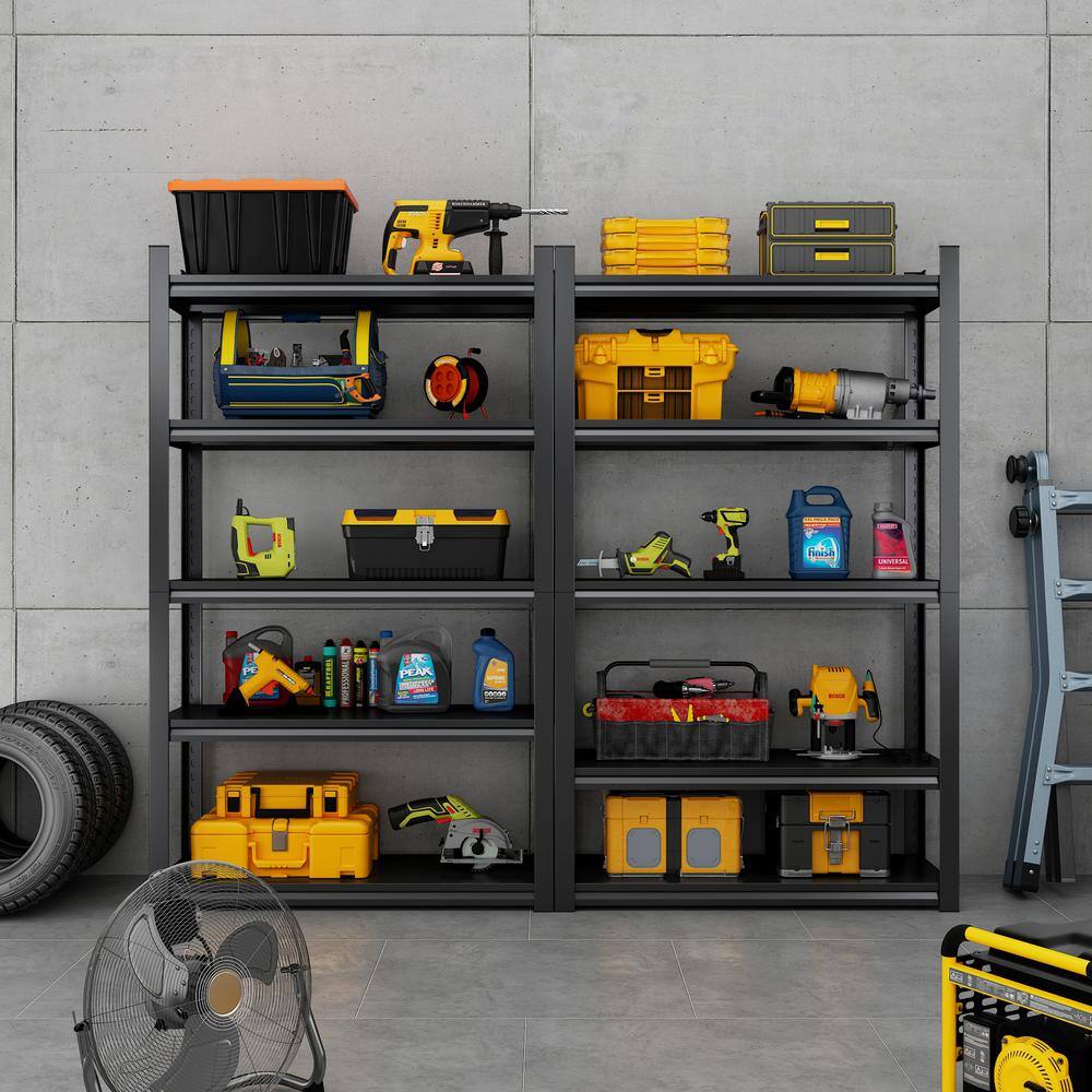78" Black Heavy Duty Adjustable Metal Garage Shelving Unit