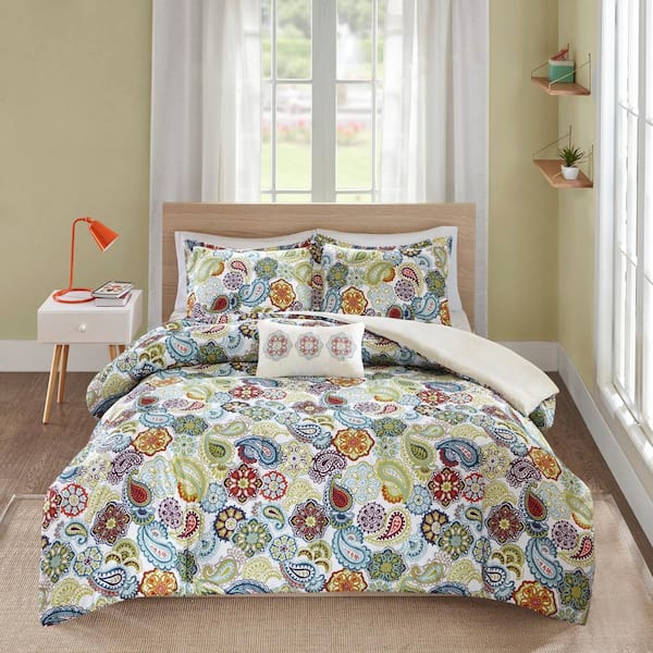 Folk Flora Yellow Floral Duvet Cover Set, Ochre Bedding