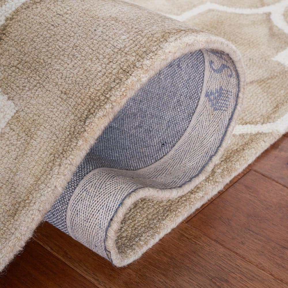Beige and Ivory Hand-Tufted Wool 10' x 14' Area Rug