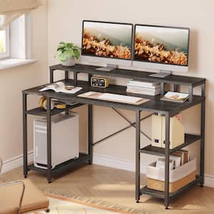 55.12 in. Charcoal Computer Desk with Monitor Stand