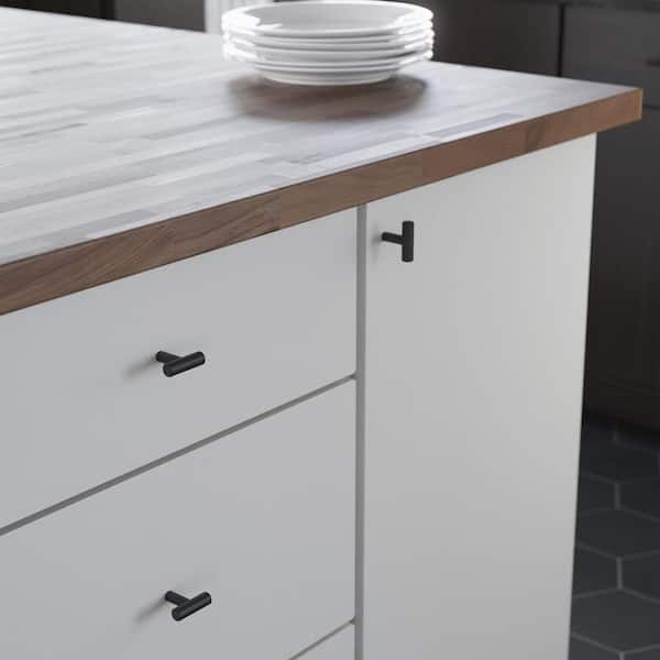 (10-Pack) Simple Bar 1-1/4 in. (32 mm) Modern Matte Black T-Shaped Bar Cabinet Knobs