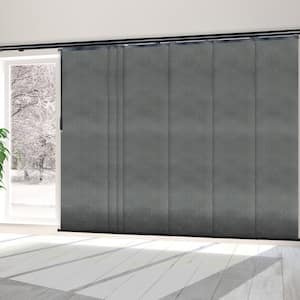 Metallic 110 in. - 153 in. W x 94 in. L 7-Panel Black Single Rail Panel Track with 23.4 in. Slates