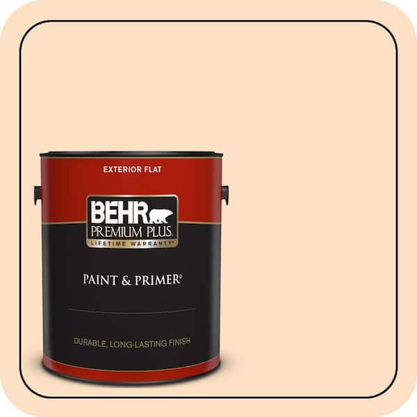 BEHR PREMIUM PLUS 1 gal. #290C-2 Creamy Beige Flat Exterior Paint & Primer