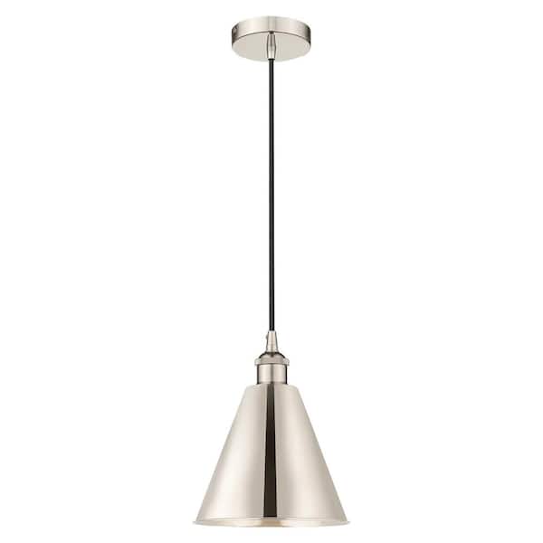 Edison Cone 100-Watt 1-Light Polished Nickel Standard Mini Pendant Light with Metal Shade
