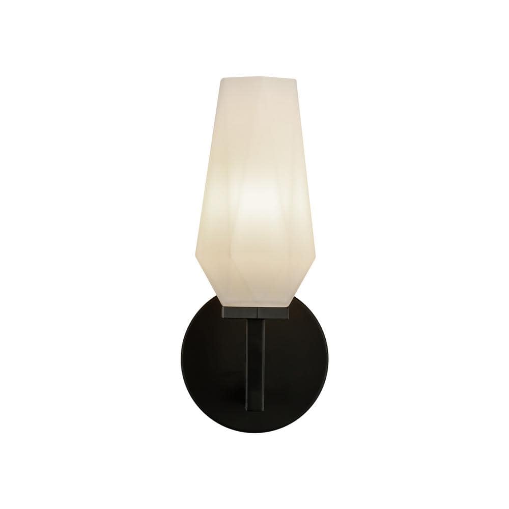 Krysta Matte Black and Opal Glass 2-Light Vanity Light