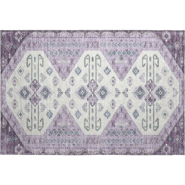 Mayfield Premium Machine Washable Abstract AMF2565 Purple 2 ft. x 3 ft. Accent Rug