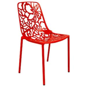 Red Devon Modern Aluminum Outdoor Patio Stackable Dining Chair