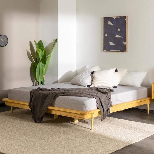 Light Oak King Solid Wood Platform Bed, Light Oak King Bedroom Set