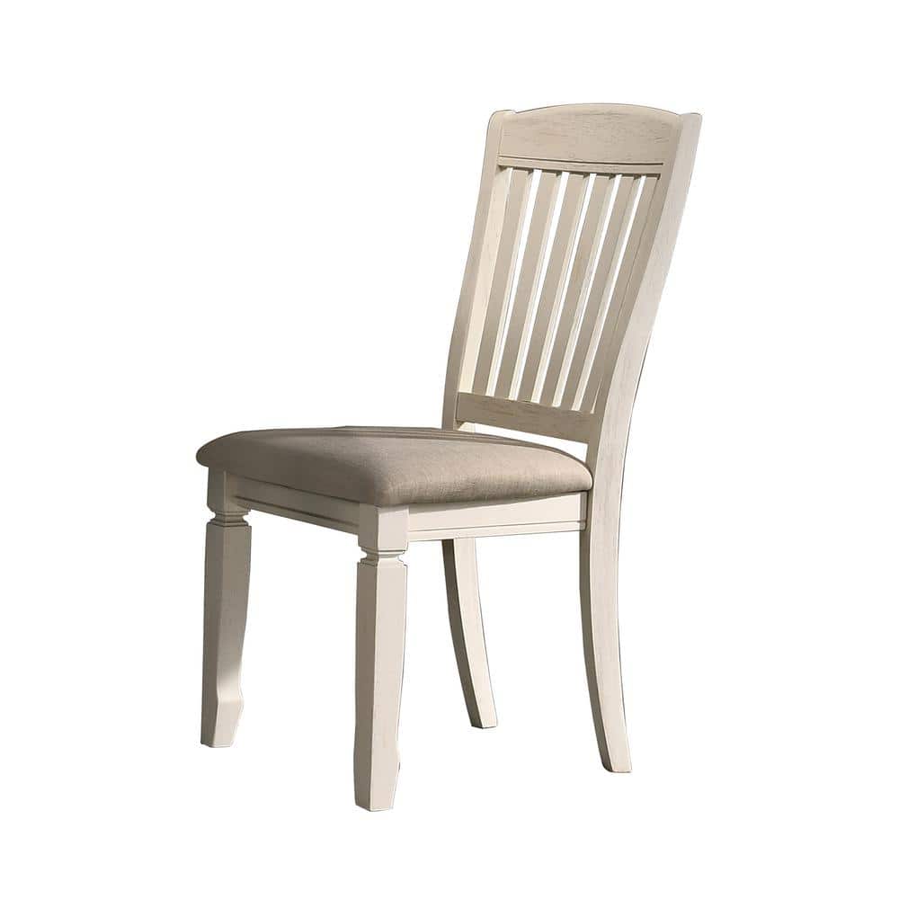 Gray Linen Upholstered Slat Back Side Chair Set